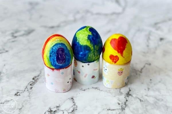 Melted Crayon Easter Eggs in Egg Holders