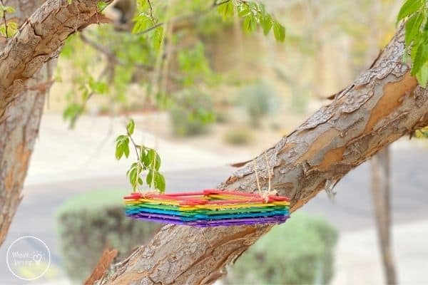 Popsicle Stick Bird Feeder in Tree