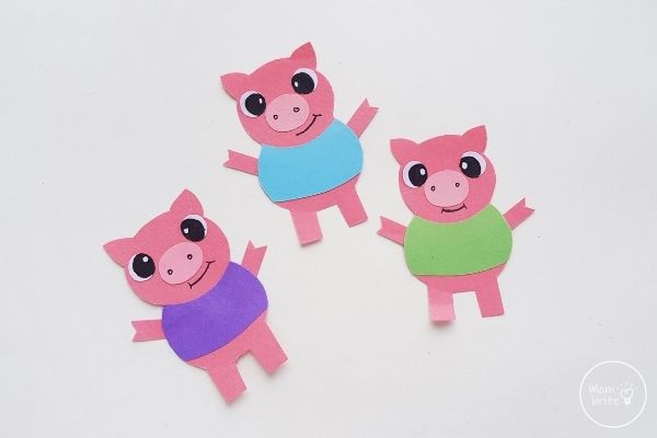 Three Little Pig Finger Puppets Glue Pig Arms