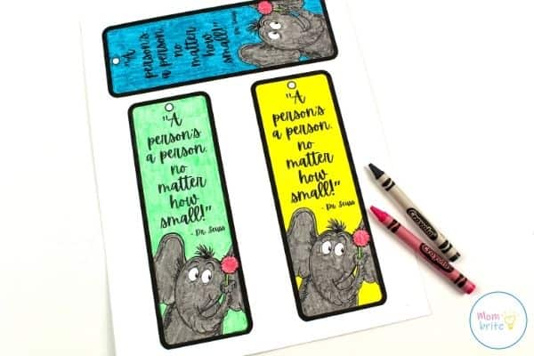 Color Horton Bookmarks