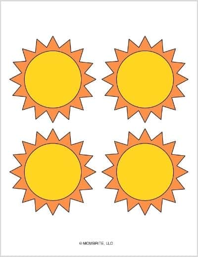 Medium Sun Template Yellow and Orange