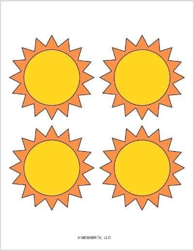 Medium Sun Template Yellow and Orange