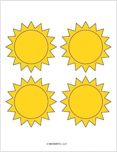 Medium Sun Template Yellow