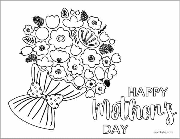 Mother's Day Coloring Page with Big Flower Bouquet