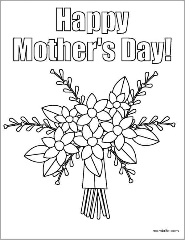 Mother's Day Coloring Page with Flower Bouquet