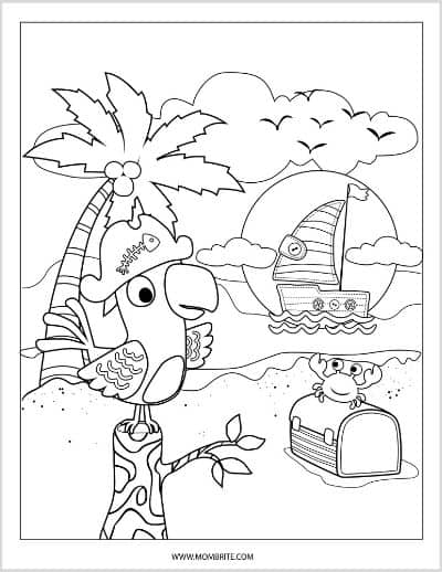 Pirate Parrot Coloring Page