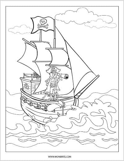 childrens coloring pages pirates ship