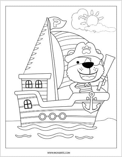 Pirate with Nautical Telescope Coloring Page