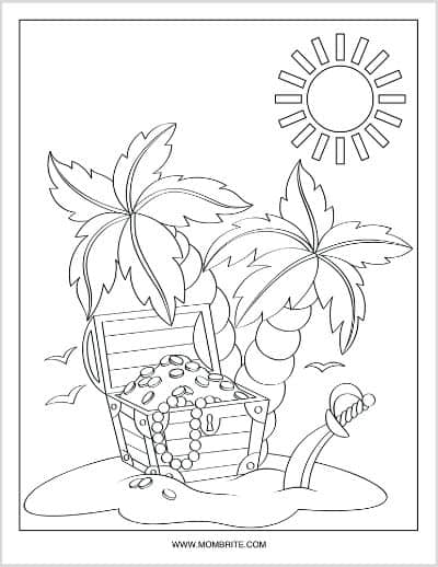 Printable Treasure Chest Coloring Page