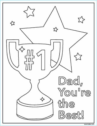 #1 Trophy Father's Day Coloring Page