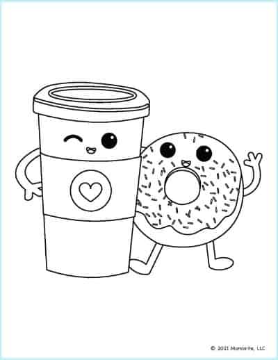 Best Friend Coffee and Donut Coloring Page