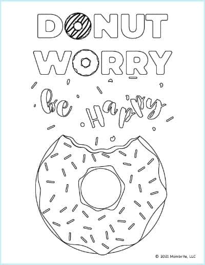 DONUT WORRY BE HAPPY Coloring Page