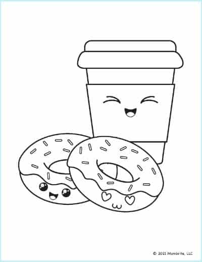 11 Free Printable Donut Coloring Pages Donuts with Coffee Coloring Page