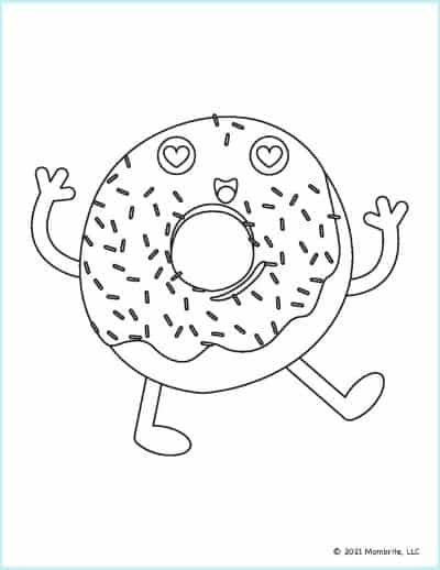 Happy Donut Coloring Page