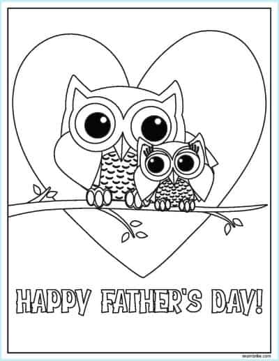 Owl Father's Day Coloring Page