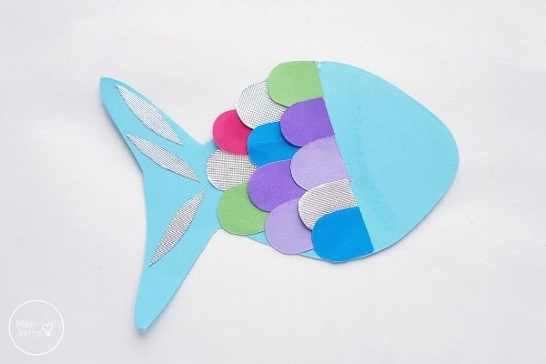 Paper Rainbow Fish Craft Finish Gluing Scales