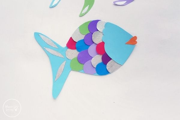 Paper Rainbow Fish Craft Glue Face to Body