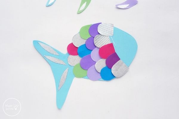 Paper Rainbow Fish Craft Glue Scales on Border