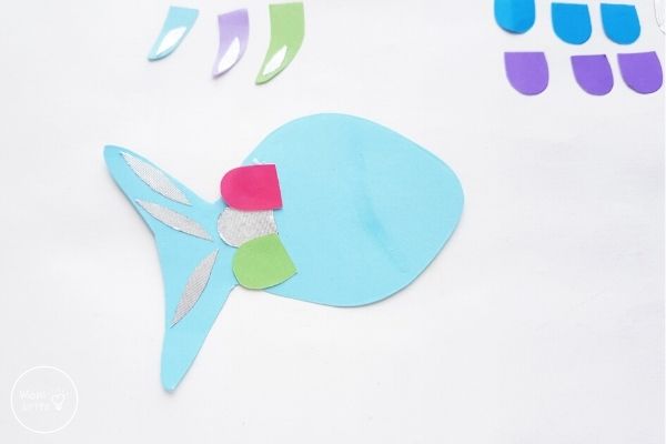 Paper Rainbow Fish Craft Start Gluing Scales