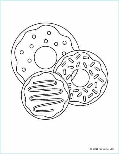 Three Donuts Coloring Page