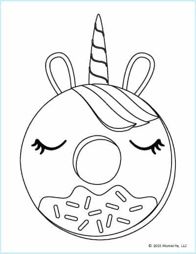 Unicorn Donut Coloring Page