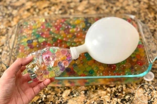 Water Bead Stress Ball Stretch Balloon Over Bottle