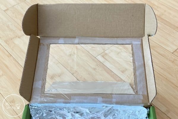 DIY Solar Oven Cover Opening with Plastic Wrap