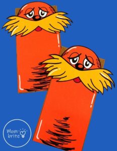 Dr. Seuss The Lorax Paper Bag Puppet [Free Printable Template] | Mombrite