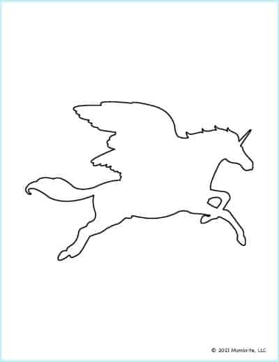 Flying Unicorn with Wings Template