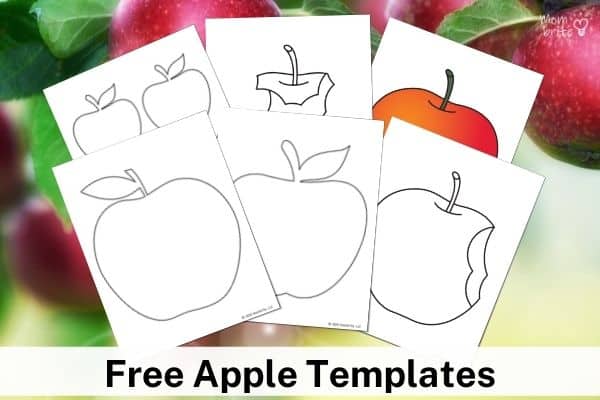 Red and Green Apple Templates in Large, Medium and Small