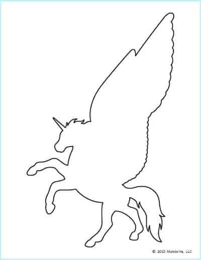 Rearing Unicorn with Wings Outline