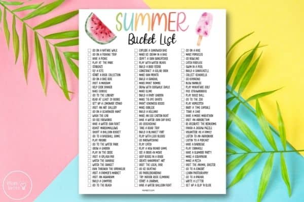 Summer Bucket List Printable