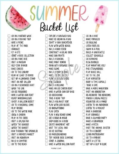 Summer Bucket List for Kids Mockup