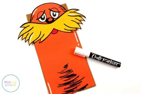 The Lorax Paper Bag Puppet Draw White Highlight