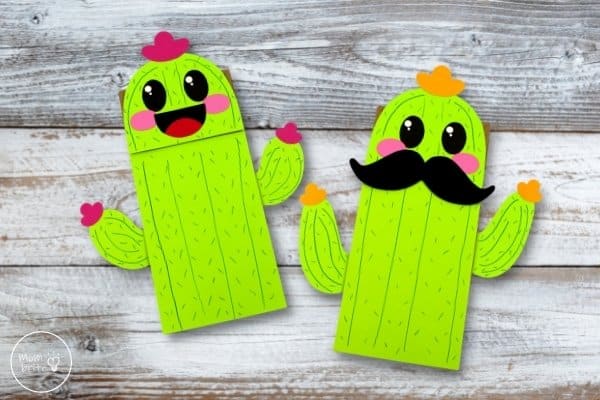 Cactus Paper Bag Puppets Craft