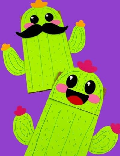 Cactus Paper Bag Puppets