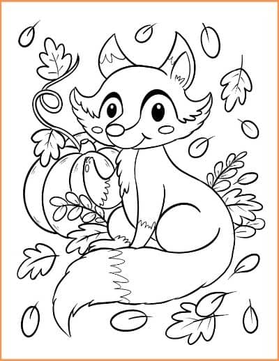 Fall Fox Coloring Page