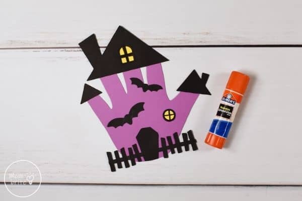 Handprint Haunted House Glue Windows and Bats