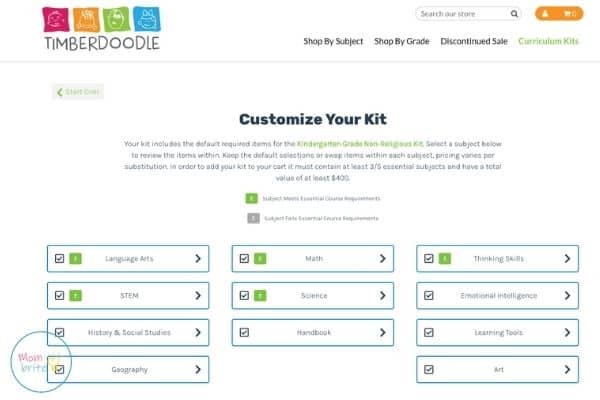 Timberdoodle Custom Kit Builder