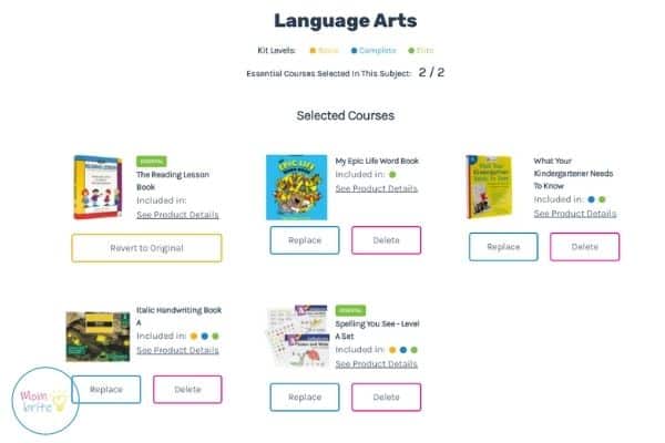 Timberdoodle Kindergarten Custom Curriculum Kit: Unboxing and Review Timberdoodle Custom Kit Builder Alternate Language Arts