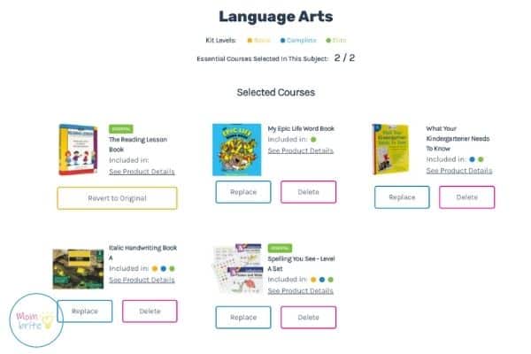 Timberdoodle Custom Kit Builder Alternate Language Arts