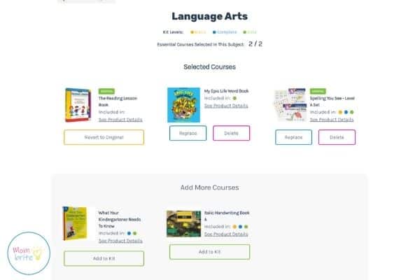 Timberdoodle Kindergarten Custom Curriculum Kit: Unboxing and Review Timberdoodle Custom Kit Builder Delete Items