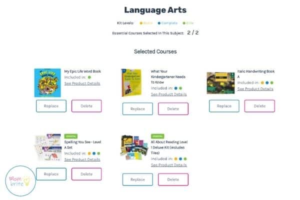 Timberdoodle Custom Kit Builder Language Arts