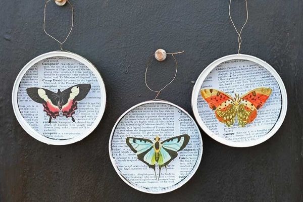 15+ Adorable Butterfly Crafts for Kids VINTAGE DIY CHRISTMAS BUTTERFLY ORNAMENT