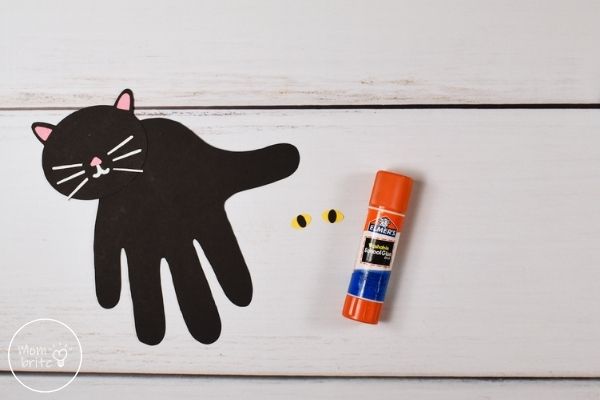 Black Cat Handprint Craft Assemble Eyes