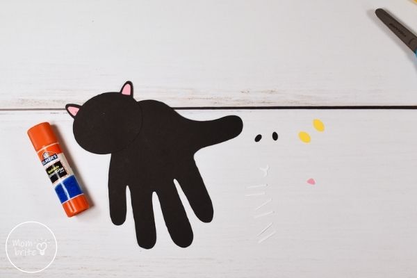 Black Cat Handprint Craft Glue Ears