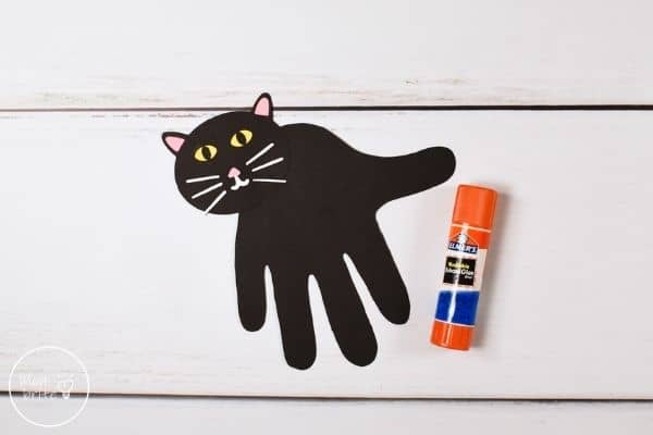 Black Cat Handprint Craft Glue Eyes to Face