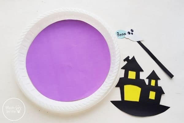 Halloween Haunted Mansion Craft Paper Plate Background
