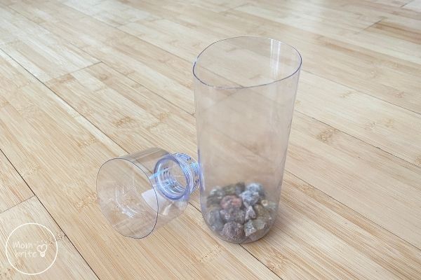 DIY Rain Gauge Put Rocks in Bottle