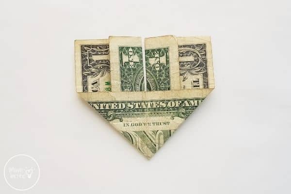 dollar bill origami heart flip paper over